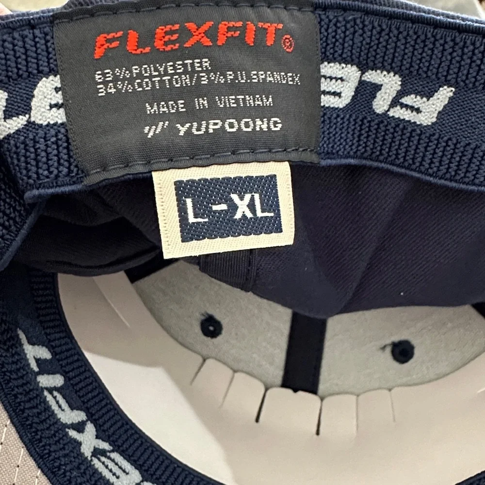 Flexfit Navy Blue Cap‎ Solid Navy Blue Fitted Baseball Hat Cap DIY Stretch NWT